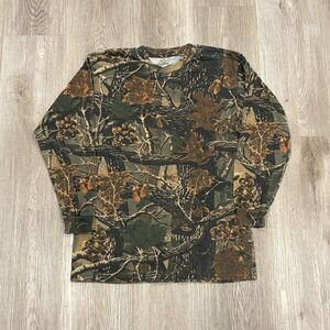 2000s Cabelas Camo Long Sleeve Shirt Youth Size Large Mens Size Small